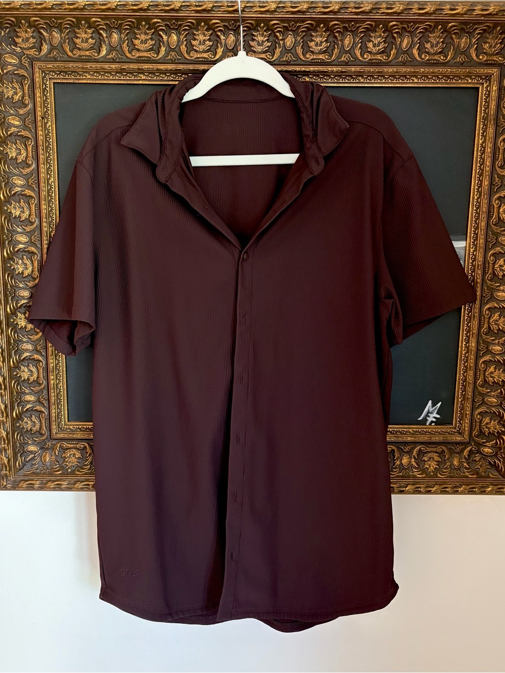 BYLT Men’s Ribbed+ Short Sleeve Button Down - L